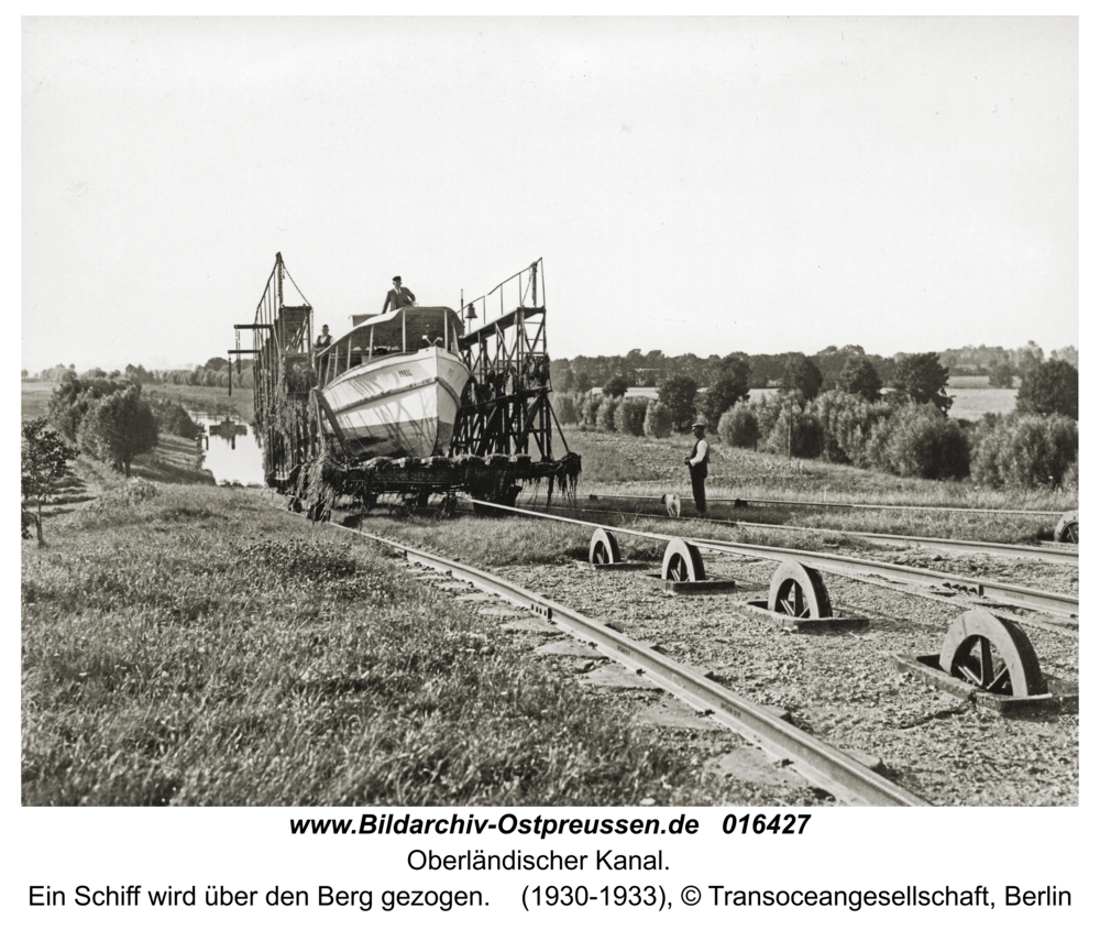 Oberlandkanal, Ein Schiff wird über den Berg gezogen