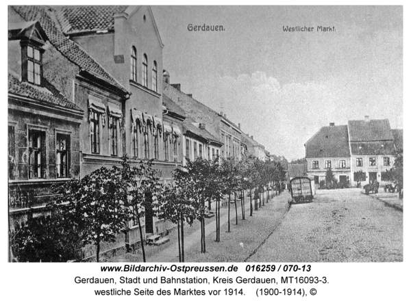 Gerdauen, westliche Seite des Marktes vor 1914