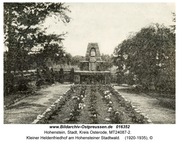 Hohenstein Kr. Osterode, Kleiner Heldenfriedhof am Hohensteiner Stadtwald