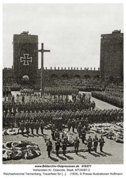 Hohenstein Kr. Osterode, Reichsehrenmal Tannenberg, Trauerfeier für den verstorbenen Reichspräsidenten Hindenburg