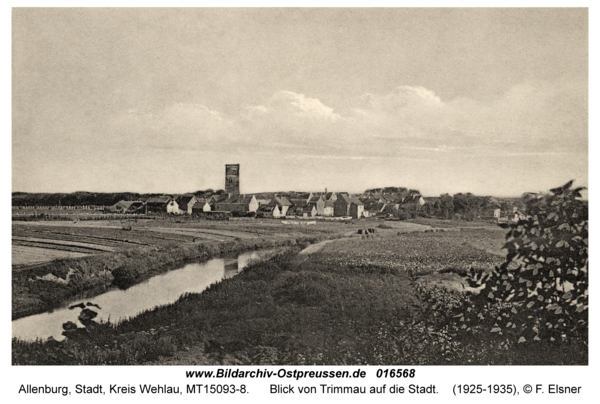 Allenburg, Blick von Trimmau auf die Stadt