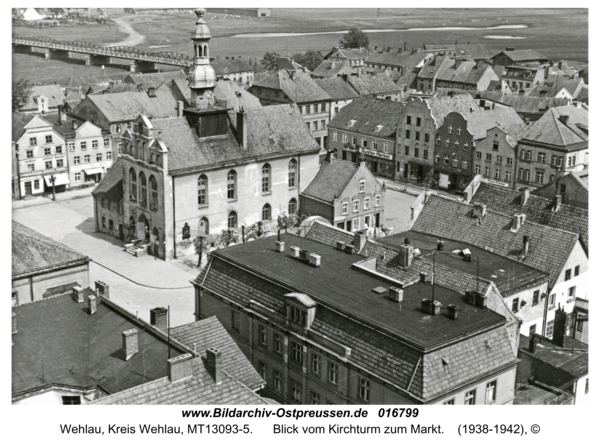 Wehlau, Blick vom Kirchturm zum Markt