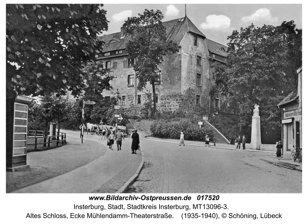 Insterburg, Altes Schloss, Ecke Mühlendamm-Theaterstraße