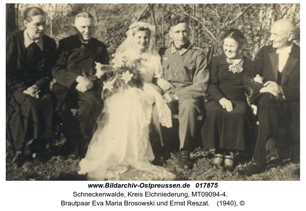 Schneckenwalde, Brautpaar Eva Maria Brosowski und Ernst Reszat
