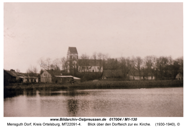 Mensguth, Blick über den Dorfteich zur ev. Kirche