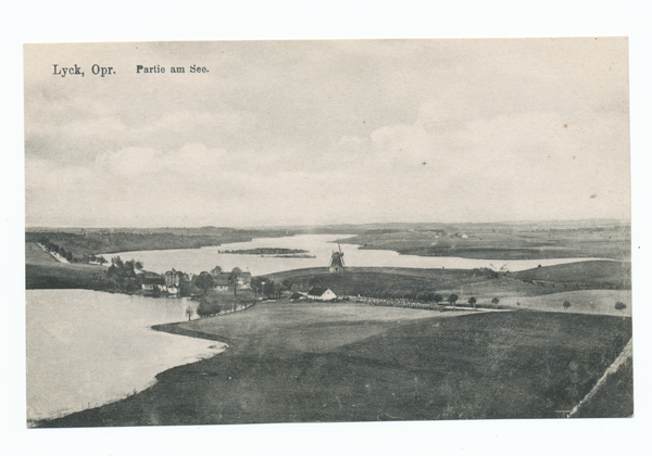 Lyck, Kleine Mühle, Borrek und Franzoseninsel im Sonnau-See (früher Sunowo-See)