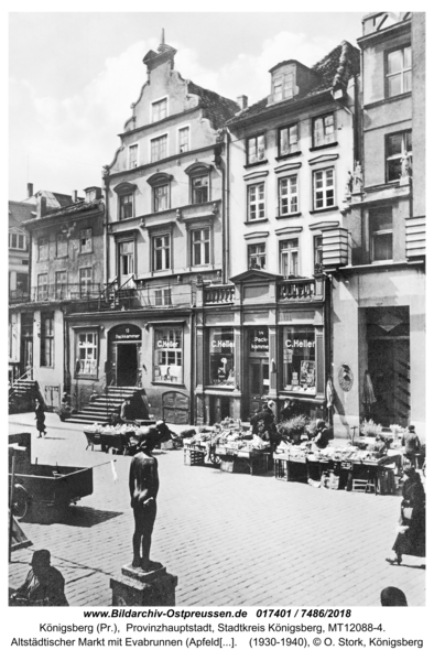 Königsberg, Altstädtischer Markt mit Evabrunnen (Apfeldieb)