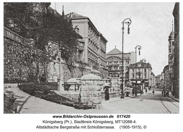 Königsberg, Altstädtische Bergstraße mit Schloßterrasse