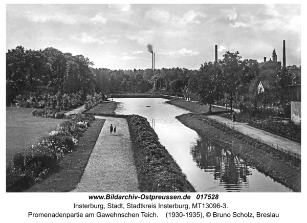 Insterburg, Promenadenpartie am Gawehnschen Teich