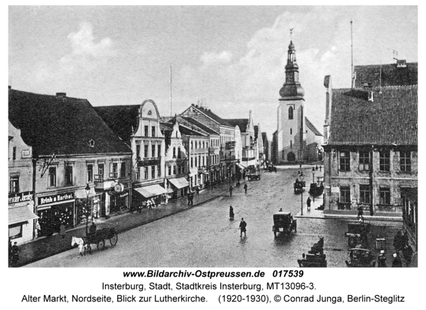 Insterburg, Alter Markt, Nordseite, Blick zur Lutherkirche