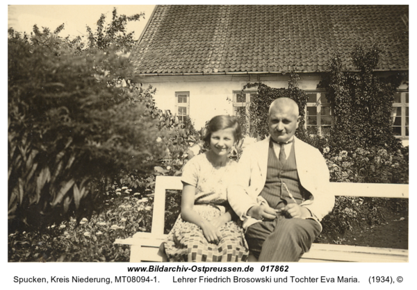 Spucken, Lehrer Friedrich Brosowski und Tochter Eva Maria