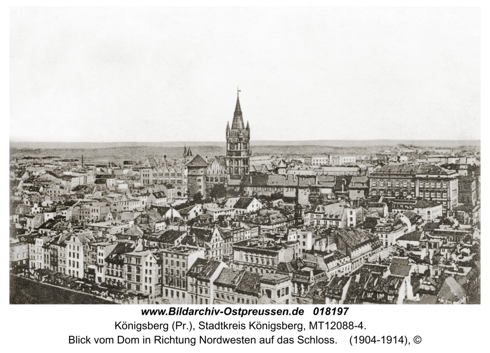 Königsberg, Blick vom Dom in Richtung Nordwesten auf das Schloss