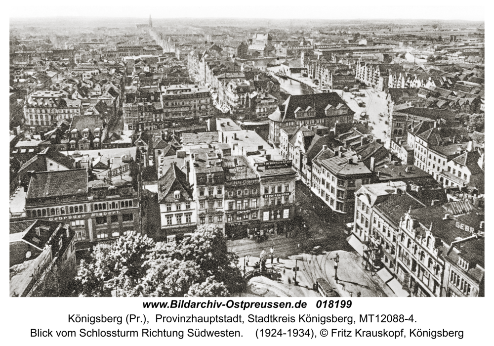 Königsberg, Blick vom Schlossturm Richtung Südwesten