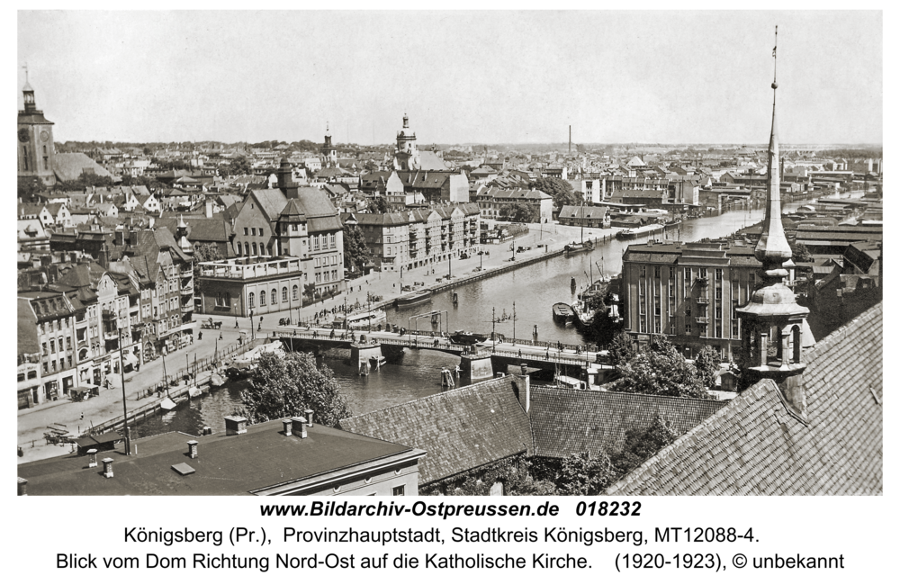 Königsberg (Pr.), Blick vom Dom Richtung Nord-Ost auf die Katholische Kirche