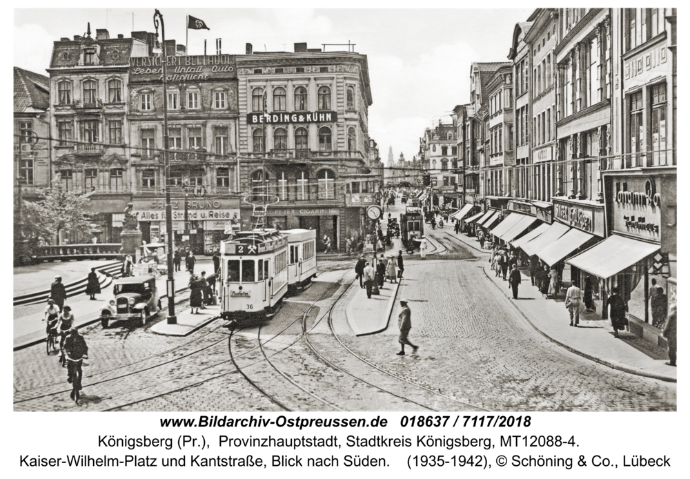 Königsberg, Kaiser-Wilhelm-Platz und Kantstraße, Blick nach Süden