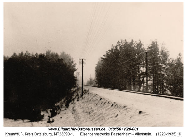 Krummfuss, Eisenbahnstrecke Passenheim - Allenstein