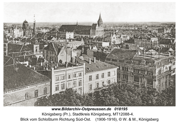 Königsberg, Blick vom Schloßturm Richtung Süd-Ost