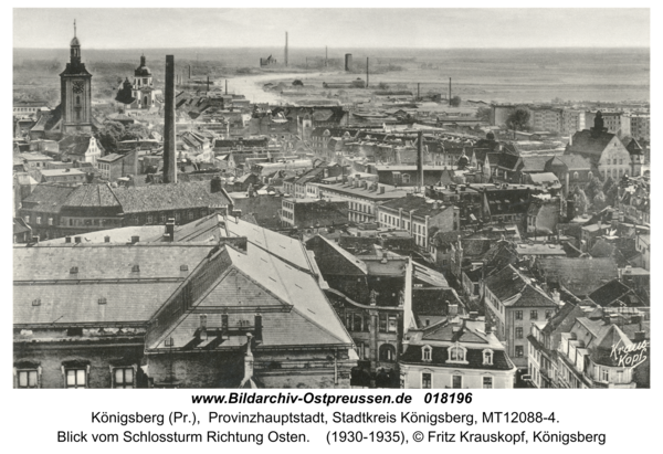 Königsberg, Blick vom Schlossturm Richtung Osten