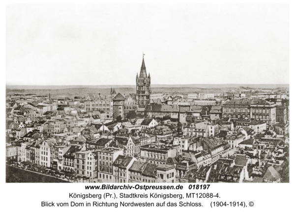 Königsberg, Blick vom Dom in Richtung Nordwesten auf das Schloss