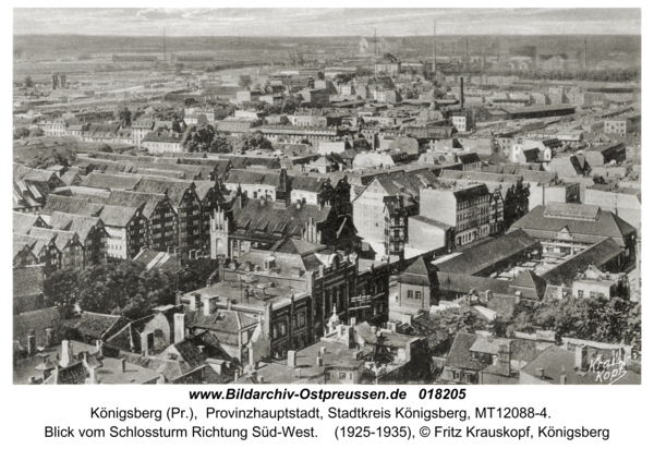 Königsberg, Blick vom Schlossturm Richtung Süd-West