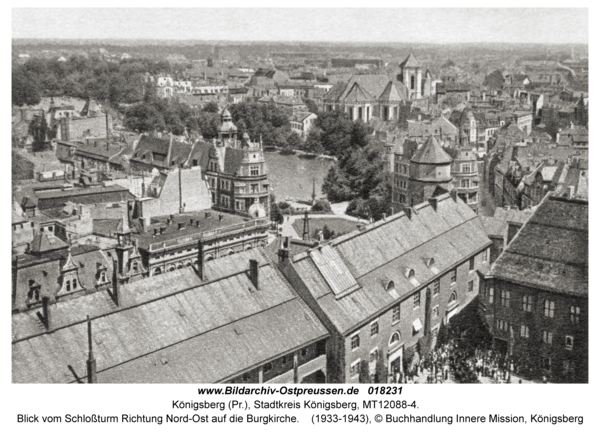 Königsberg, Blick vom Schloßturm Richtung Nord-Ost auf die Burgkirche
