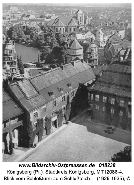 Königsberg, Blick vom Schloßturm zum Schloßteich