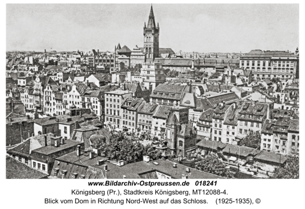 Königsberg, Blick vom Dom in Richtung Nord-West auf das Schloss