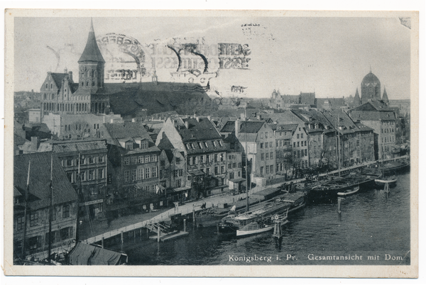 Königsberg, Ortsansicht mit Blick auf den Dom und die Synagoge