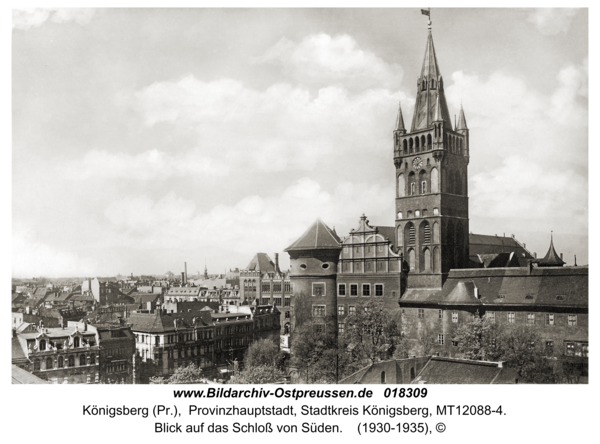 Königsberg, Blick auf das Schloß von Süden