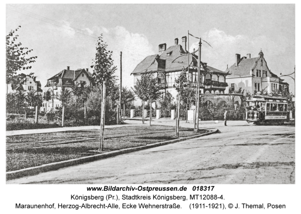 Königsberg, Maraunenhof, Herzog-Albrecht-Alle, Ecke Wehnerstraße