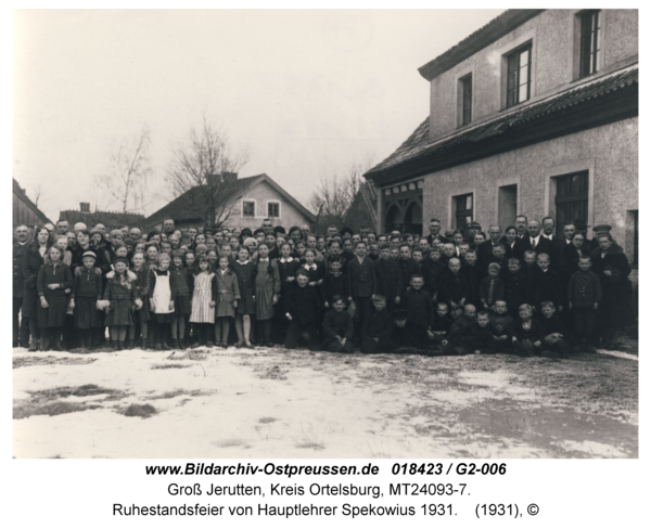 Groß Jerutten, Ruhestandsfeier von Hauptlehrer Spekowius 1931