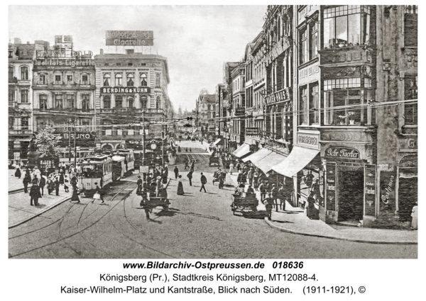 Königsberg, Kaiser-Wilhelm-Platz und Kantstraße, Blick nach Süden