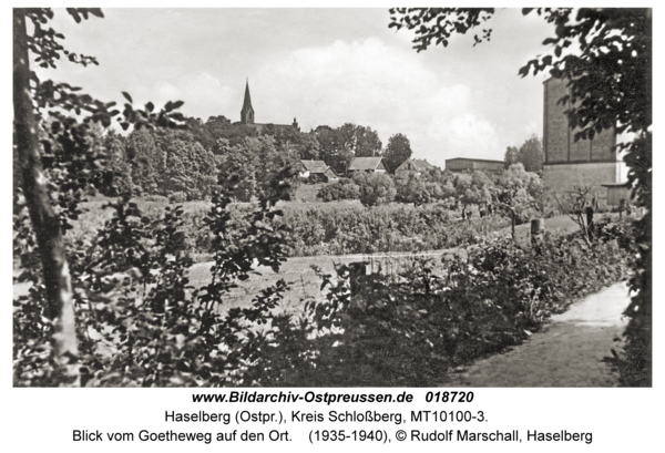 Haselberg (Ostpr.), Blick vom Goetheweg auf den Ort