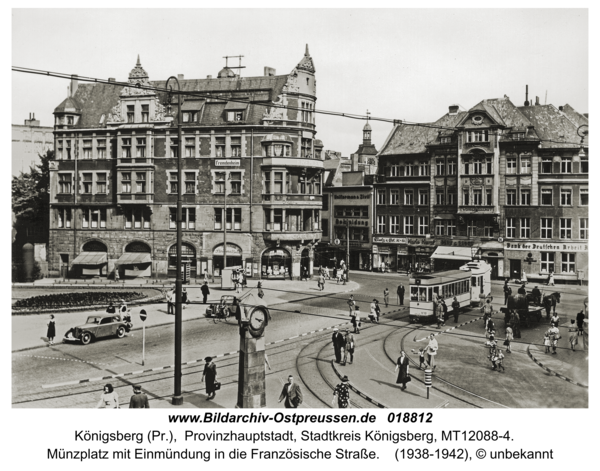 Königsberg (Pr.), Münzplatz mit Einmündung in die Französische Straße