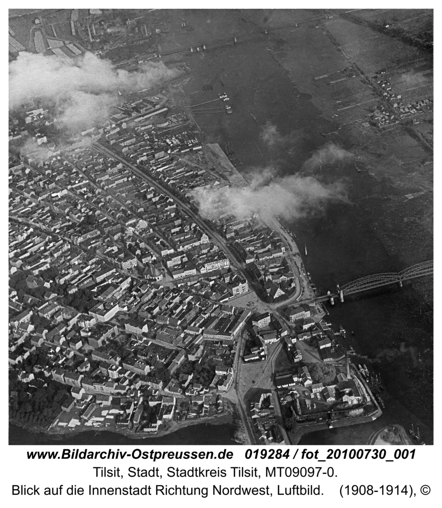 Tilsit, Blick auf die Innenstadt Richtung Nordwest, Luftbild