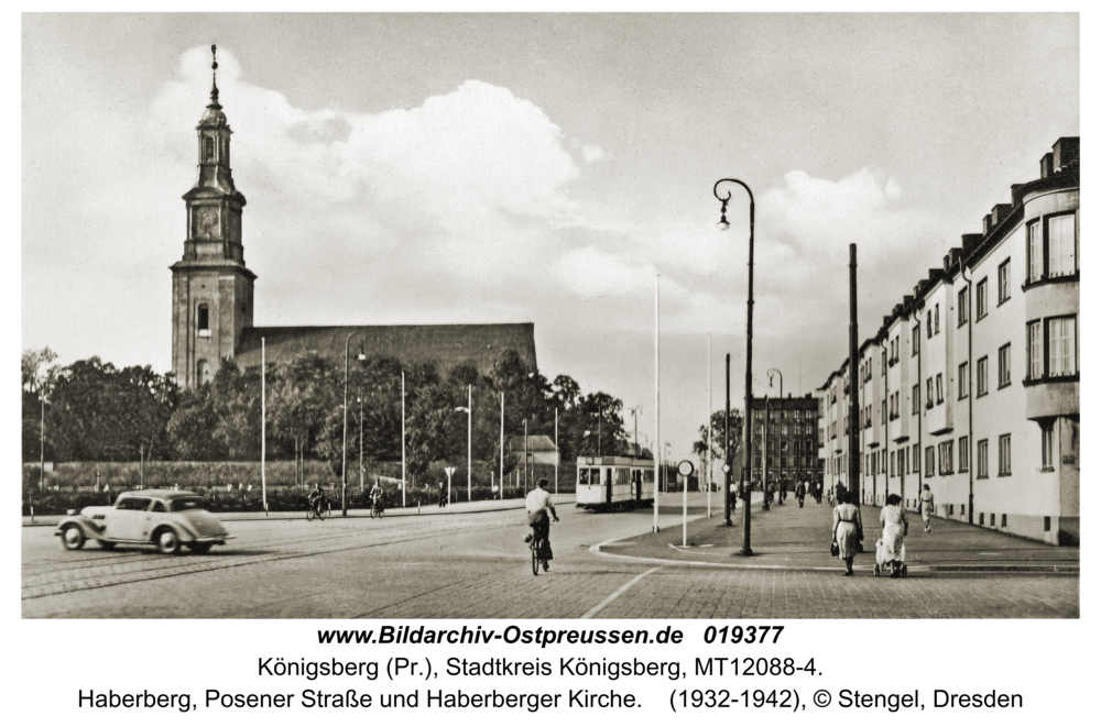 Königsberg, Haberberg, Posener Straße und Haberberger Kirche