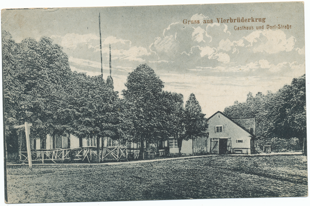 Metgethen Ort, Vierbrüderkrug, Gasthaus und Dorfstraße