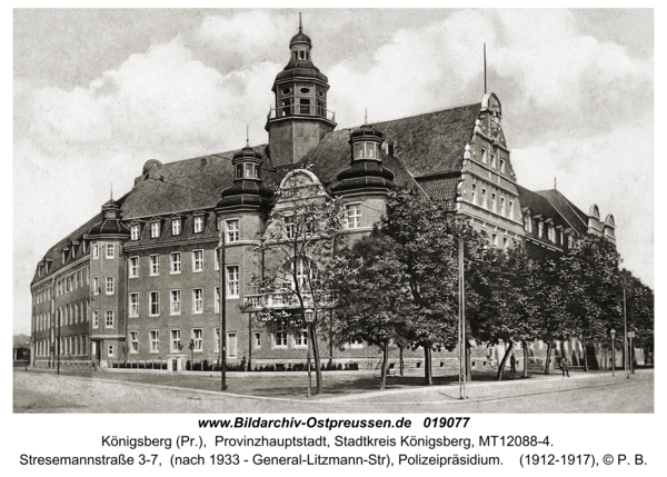 Königsberg (Pr.), Stresemannstraße 3-7,  (nach 1933 - General-Litzmann-Str), Polizeipräsidium