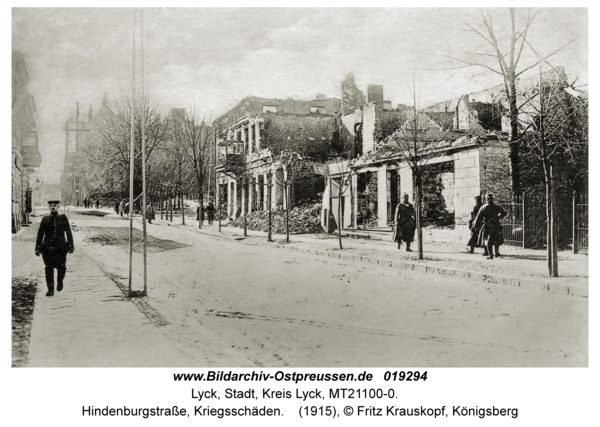Lyck, Hindenburgstraße, Kriegsschäden