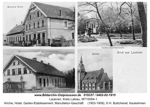 Hohenbruch (Ostpr.), Kirche, Hotel, Garten-Etablissement, Manufaktur-Geschäft