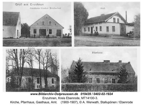 Rodebach fr. Enzuhnen, Kirche, Pfarrhaus, Gasthaus, Amt