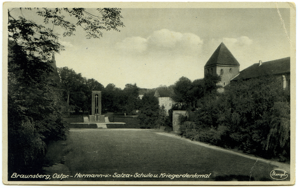 Braunsberg, Hermann-von-Salza-Schule und Kriegerdenkmal