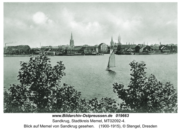 Sandkrug Stadtkr. Memel, Blick auf Memel von Sandkrug gesehen