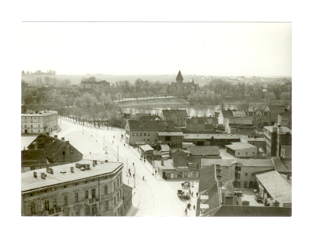 Tilsit, Blick von der Deutschen Kirche auf die Dammstr.