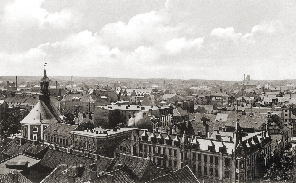 Tilsit, Blick von der Deutschen Kirche in die Packhofstr.