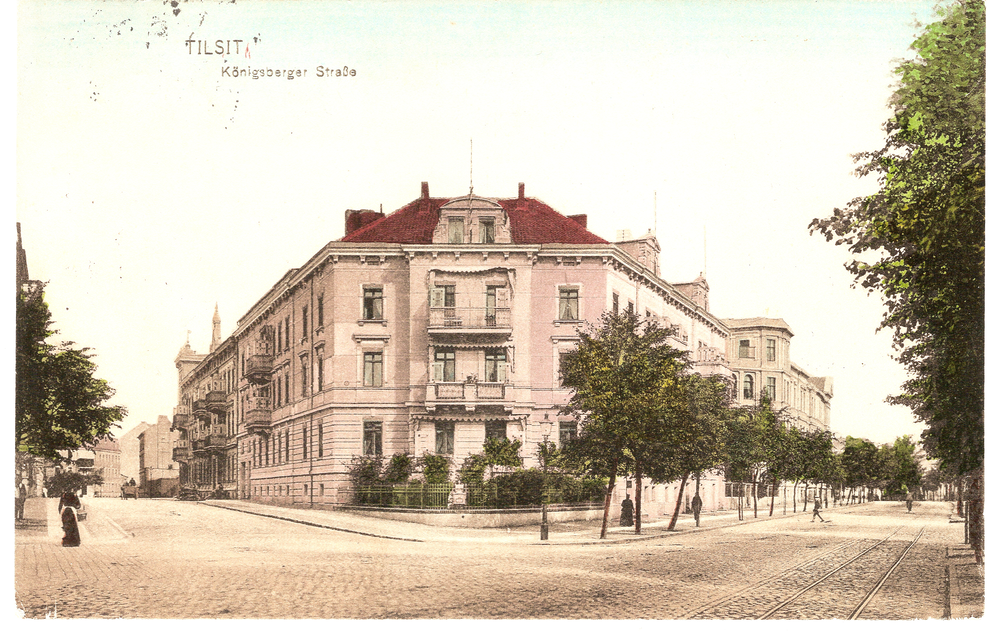 Tilsit, Thesingplatz, Blick in die Clausius- und Reitbahnstr. (sp. Salzburger Str.)