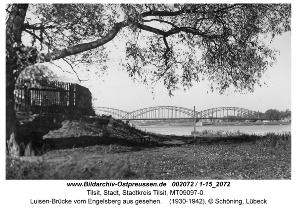 Tilsit, Luisen-Brücke vom Engelsberg aus gesehen