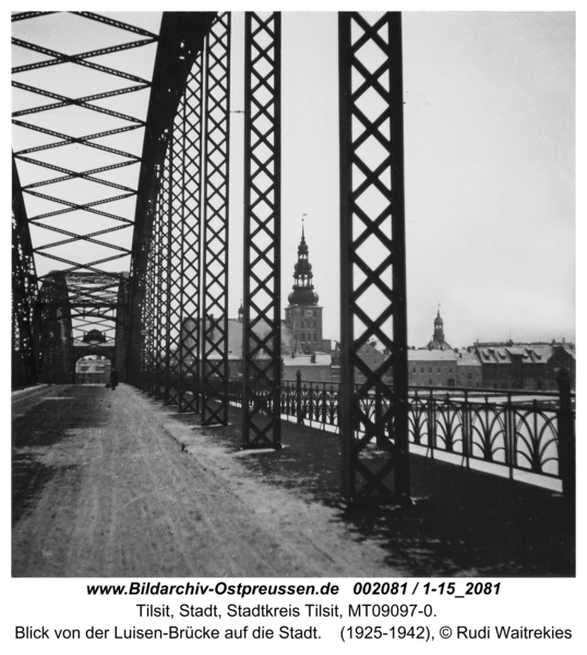 Tilsit, Blick von der Luisen-Brücke auf die Stadt