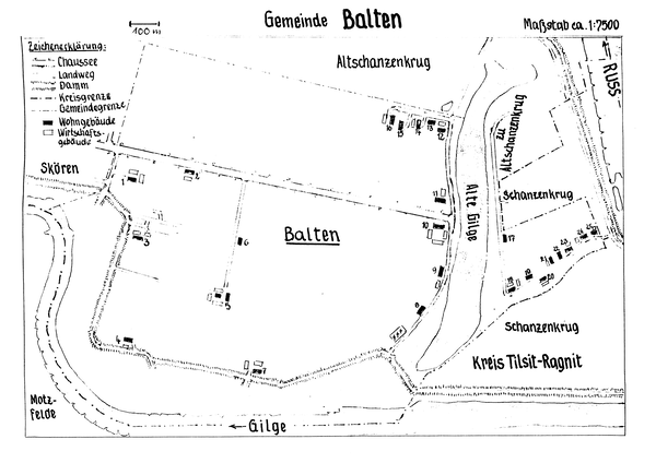 Balten (Baltruscheiten K.), Lage der Höfe und Wohnplätze, MT 0896-7