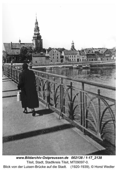 Tilsit, Blick von der Luisen-Brücke auf die Stadt